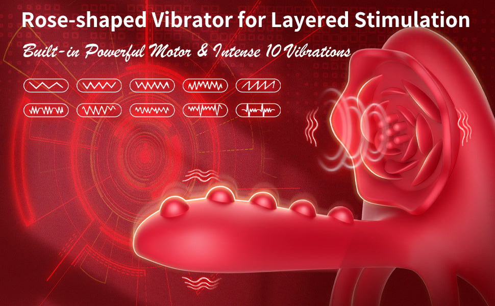 Rose Stimulation Sex Toys With Vibrating Cock Ring  10 Modes - image 1