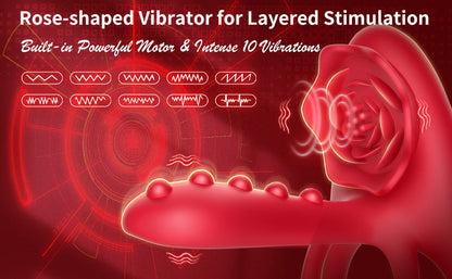 Rose Stimulation Sex Toys With Vibrating Cock Ring  10 Modes - image 1