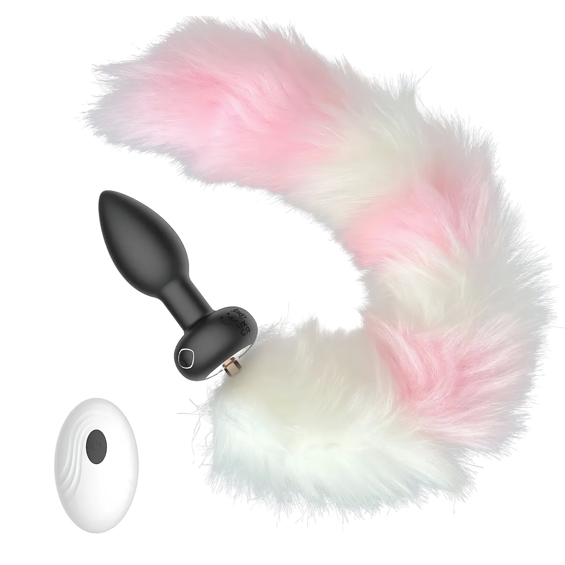 19.68" Long Slim Vibrating Fox Tail Plug With Remote Control - Pink - image 4