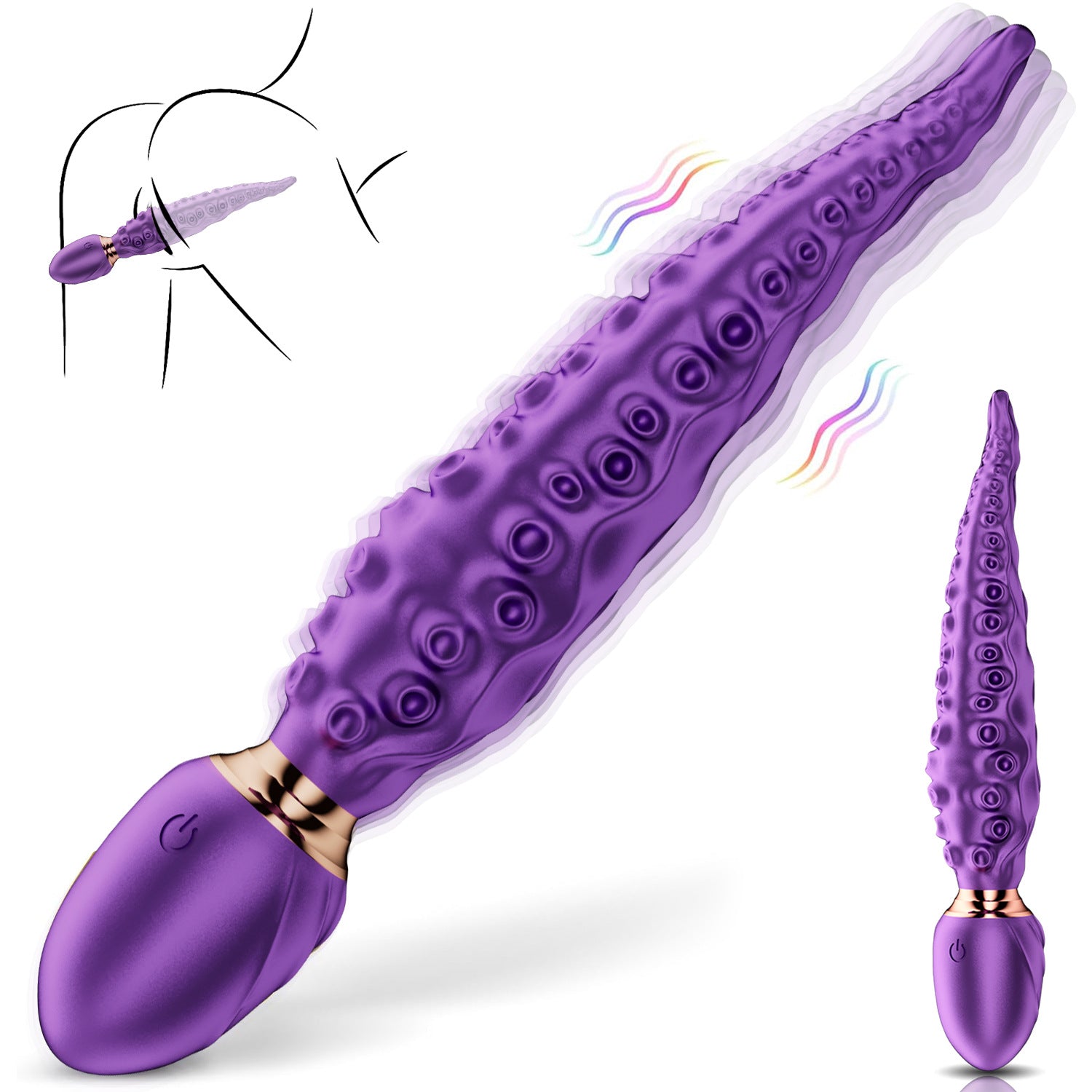 OctoTouch 10-Mode Multi-Zone Vibrator  - Purple - vibrating - image 6