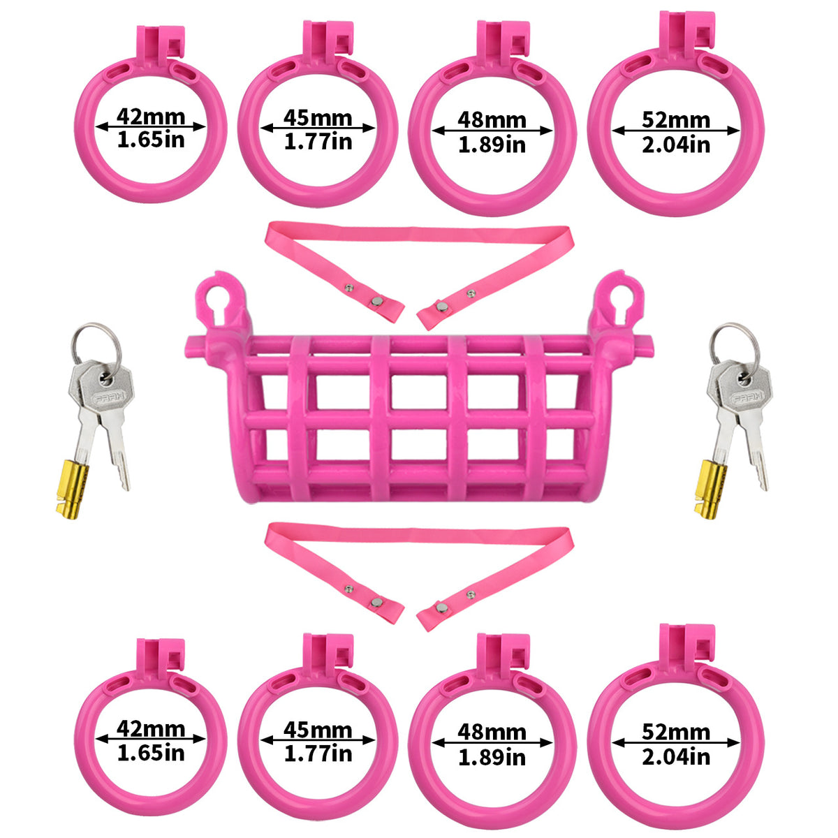 Dual Channel Chastity Cage - Pink With Belt - image 8