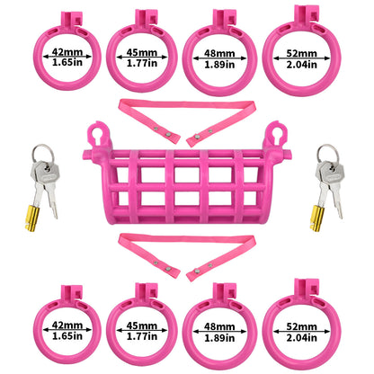 Dual Channel Chastity Cage - Pink With Belt - image 8