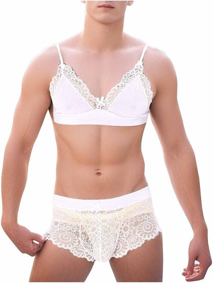 Sissy Lingerie Bra Underwear Set - White - 3XL - image 9