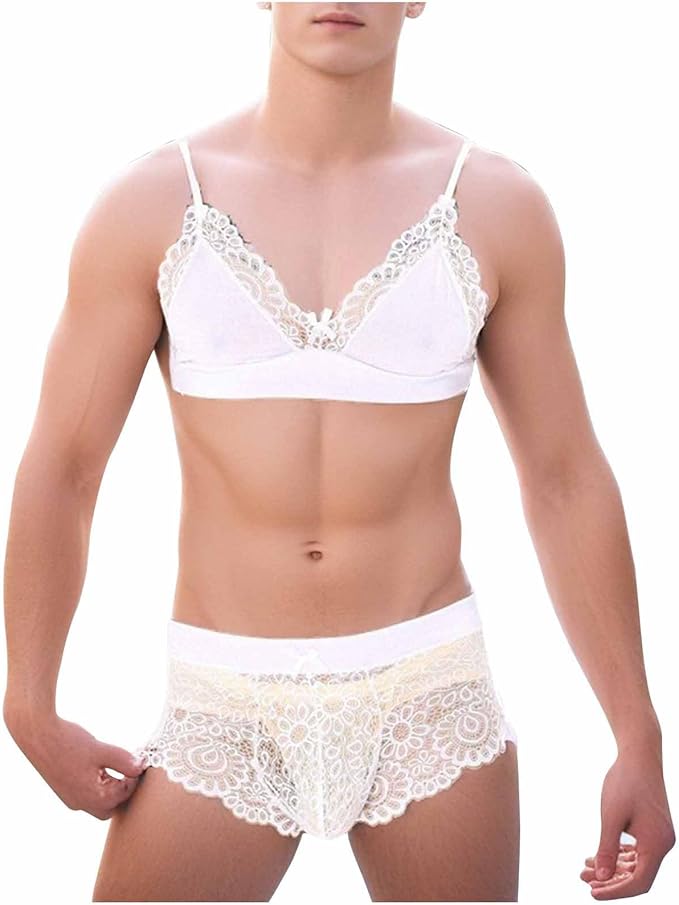 Sissy Lingerie Bra Underwear Set - White - 3XL - image 9