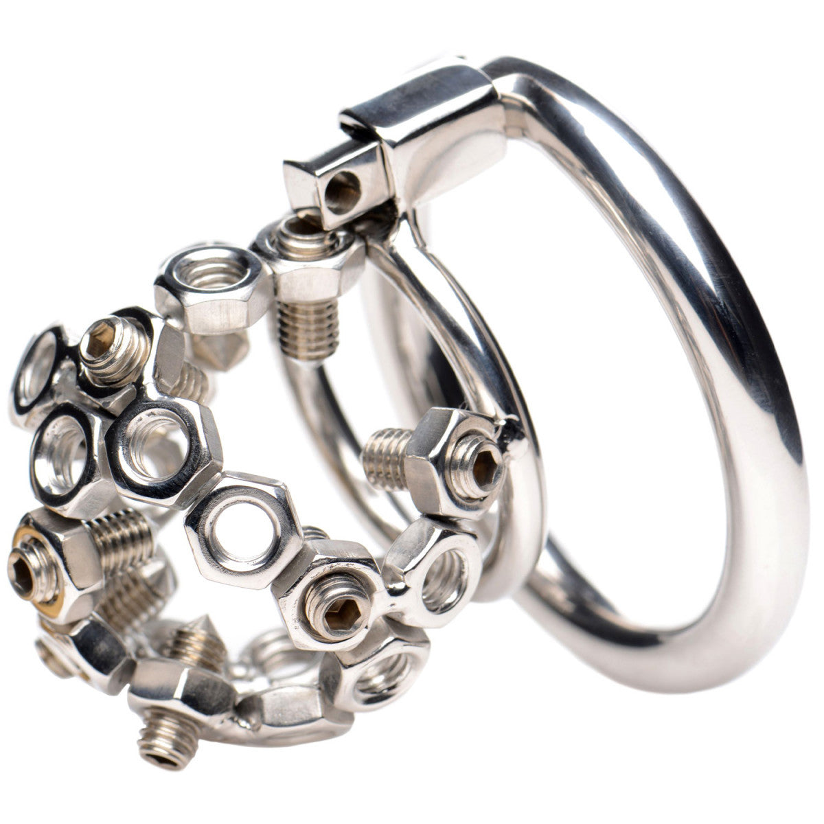 Chained Sissy Metal Welded Circles Chastity Cage - image 1