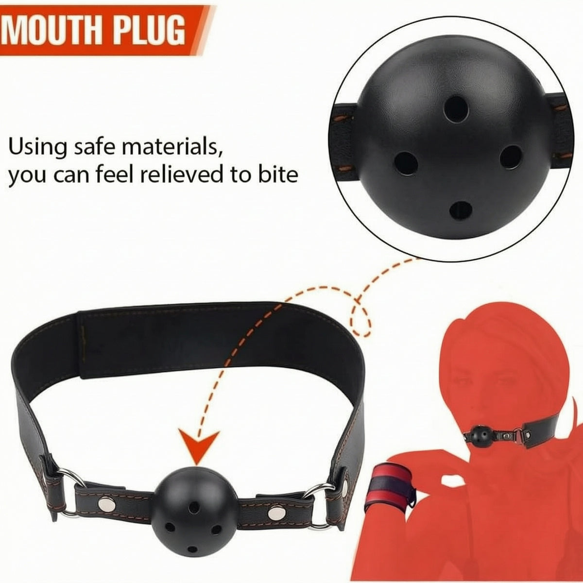 Sex Backhand Back Gag With Anal Hooks SM Leather - image 8