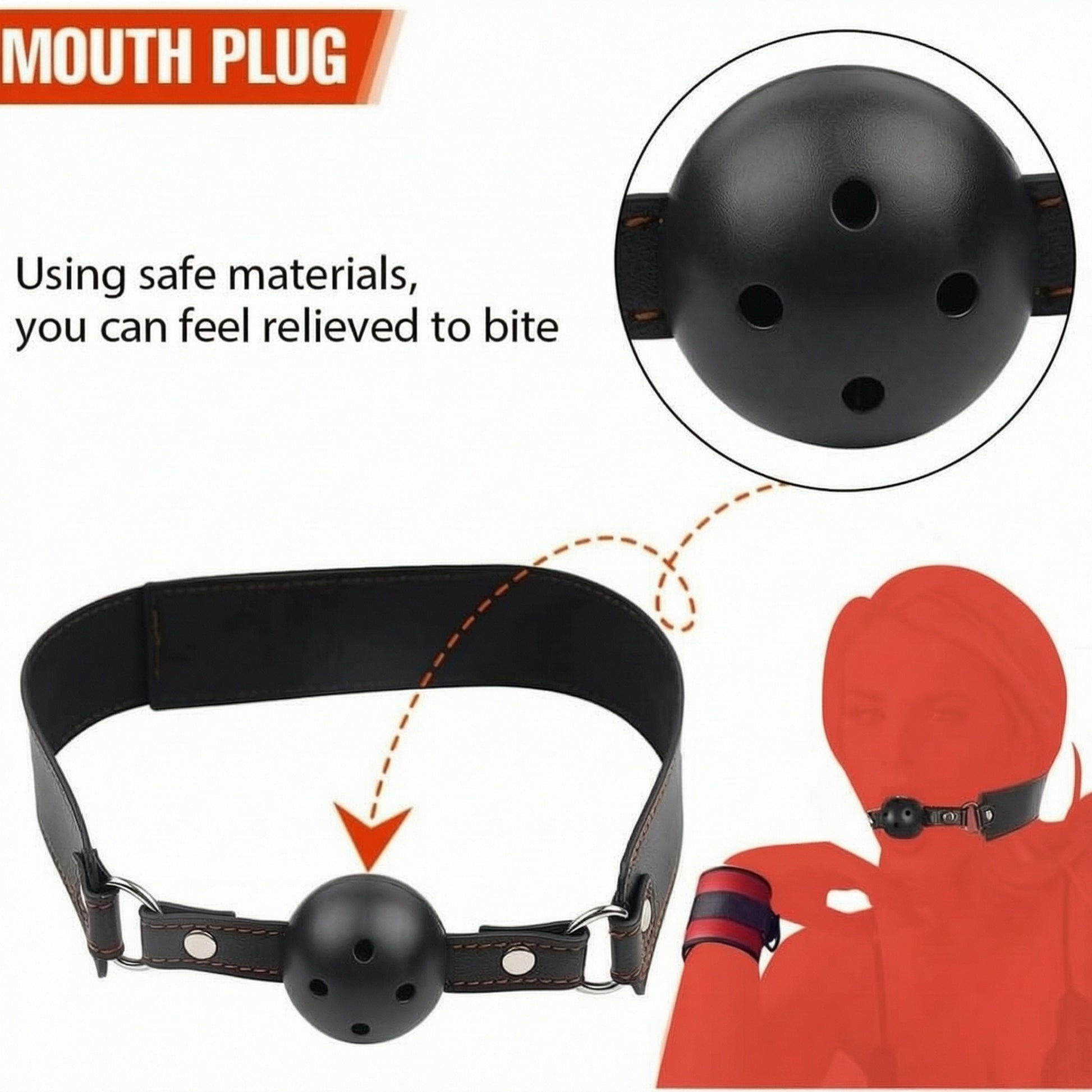 Sex Backhand Back Gag With Anal Hooks SM Leather - image 8