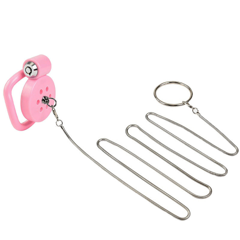Chastity Cage with Traction Rope – BDSM Bondage Restraint Sex Toy - Pink - image 1