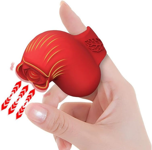 Rose Toy Finger Wearable Vibrator for Women patting Egg Clitoris Stimulator - Red - image 0