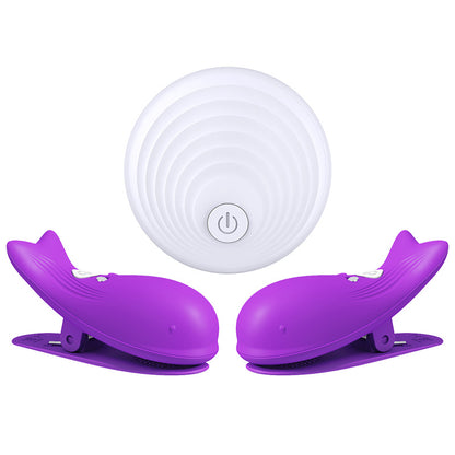 USB Rechargeable Eletric Nipple Clamps with Remote Control - Purple - image 5