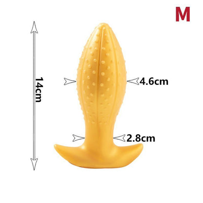 Glowing Oval Beads Anal Plug - Gold - M - image 11