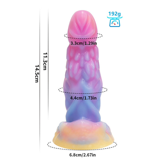 5.98'' Glow-in-the-Dark Worm Design Silicone Dildo with Suction Cup - Multicolor - image 1