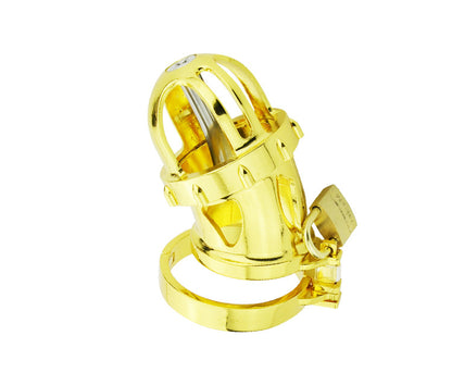 Golden Chastity Cage with Catheter Tube - 52mm Ring - image 0