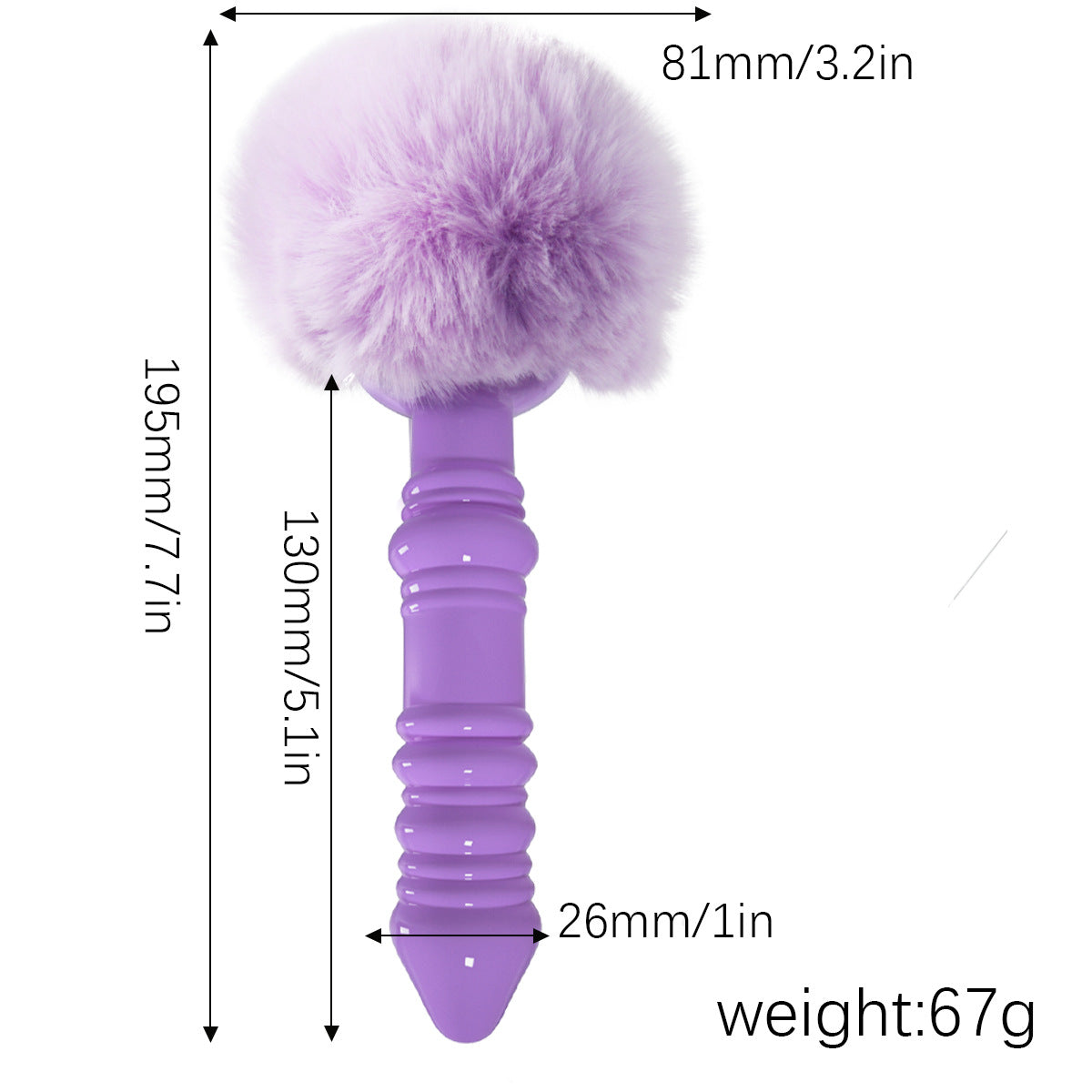 Ergonomic Bunny Tail Butt Plug - B - Purple - image 1
