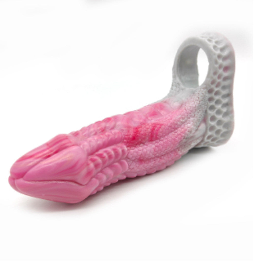 Monster Dildo Silicone Penis Sleeve - Pink - image 6