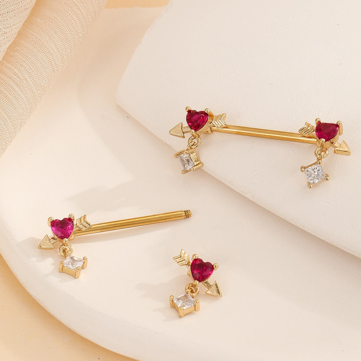 Heart Shape Nipple Piercing Jewelry - Gold - image 1