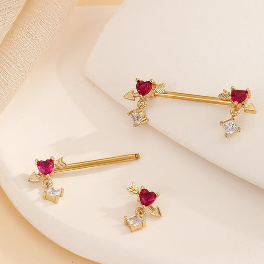 Heart Shape Nipple Piercing Jewelry - Gold - image 1