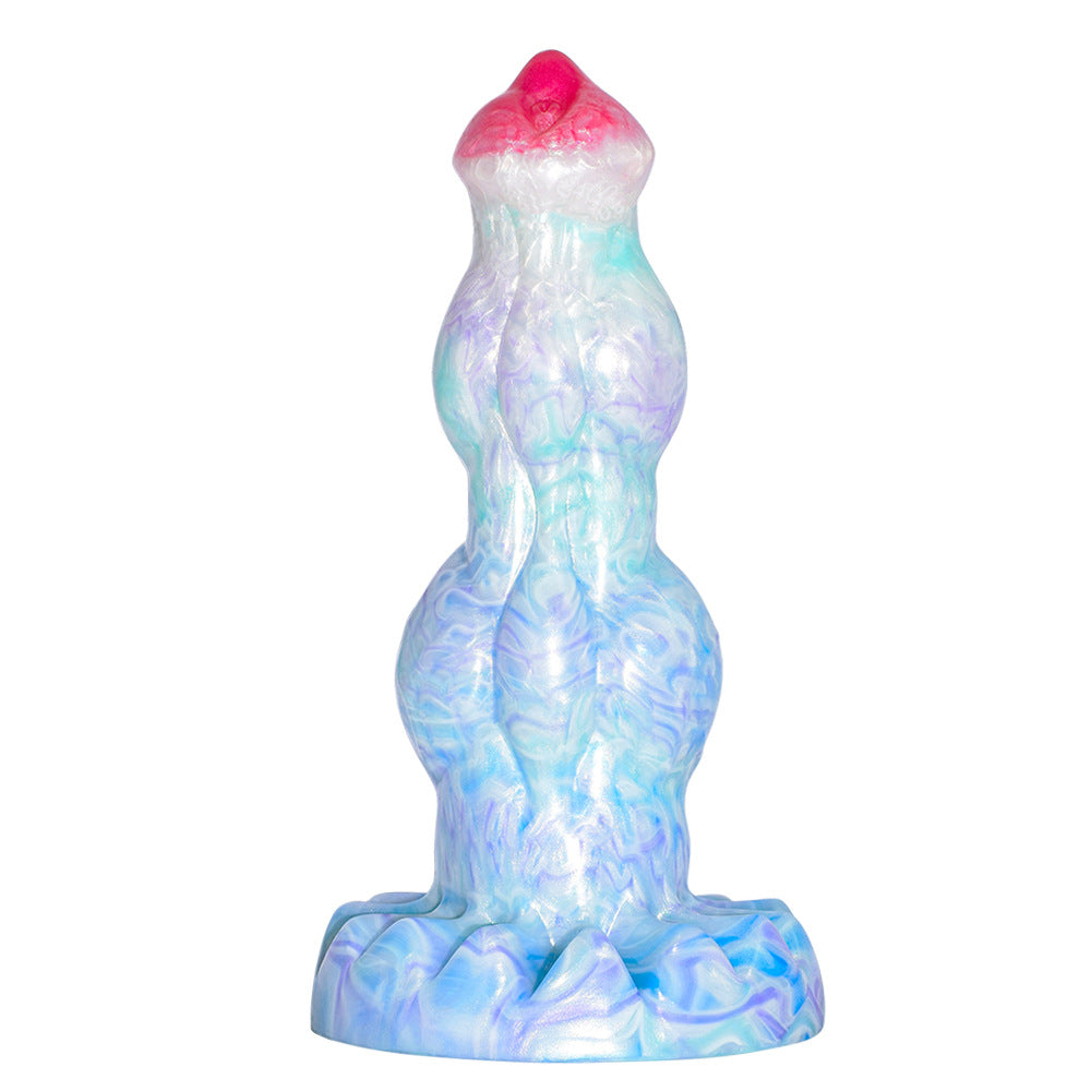 9 Inch Double Knot Dog Dildo Fantasy Silicone Animal Penis - Blue - image 2