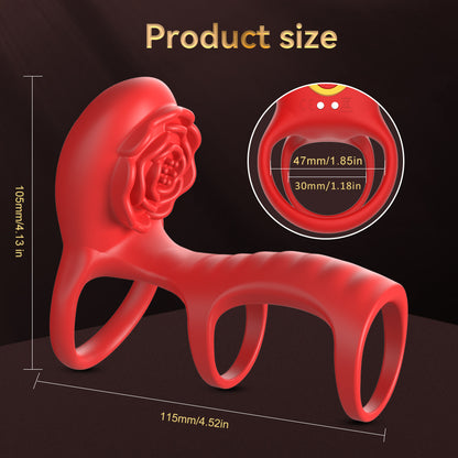 Vibrating Cock Ring Rose Toy with Clitoral G Spot Stimulation - image 4