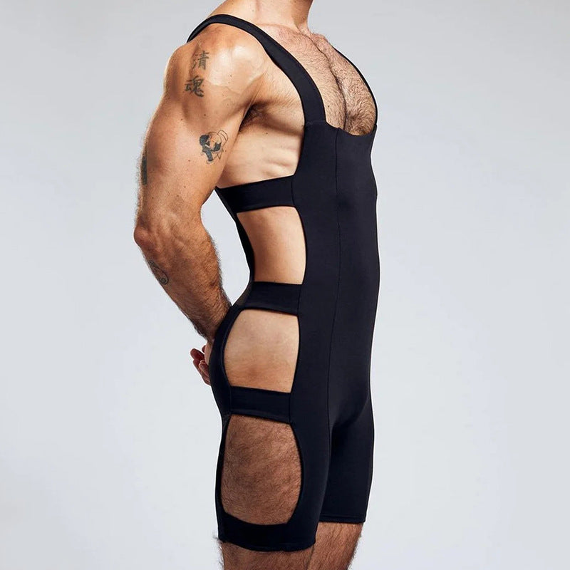 Sexy Hollow OutSlim ElasticBodysuit  - Black - XXXL - image 3