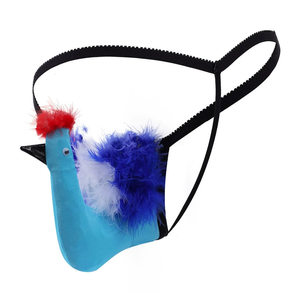 Men's Funny Big Bird Penis Pouch Thong - Light Blue - image 11