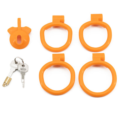 5 Colors Sissy Chastity Cage with 4 Rings - Orange - positive - image 8