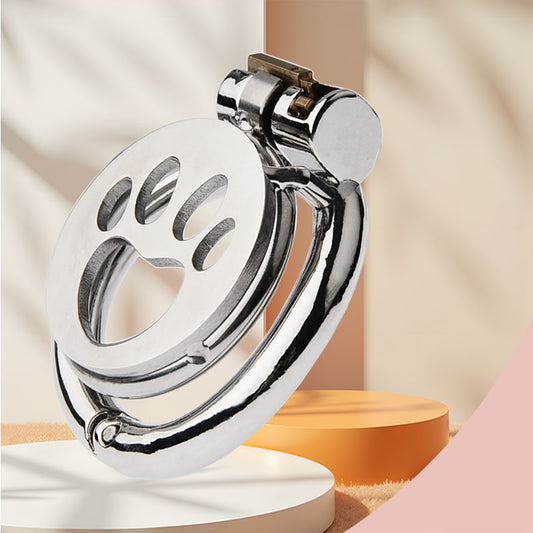 Stainless Steel Cat Paw Chastity Cage with Quick-Lock Clasp – Cute & Secure Design for BDSM Play - image 0