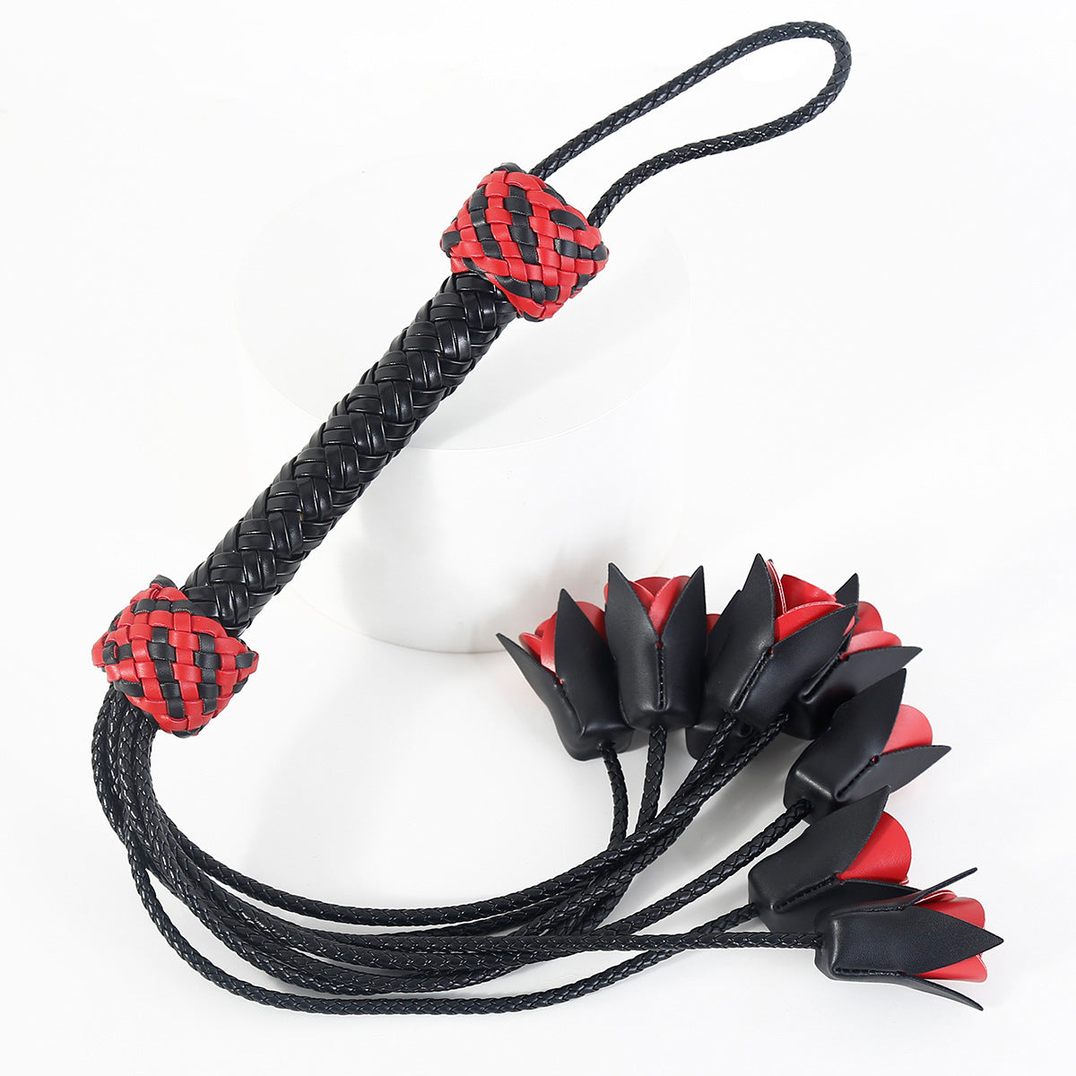 Handcrafted Leather Rose Whip - Black - image 2
