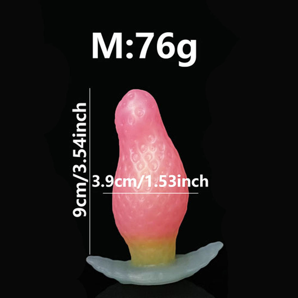 Strawberry Liquid Silicone Anal Plug - Pink - Middle - image 4