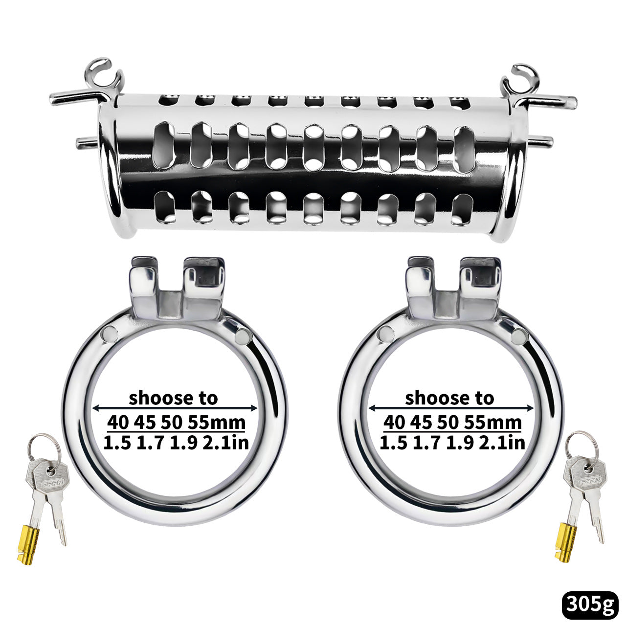 LustLink Duo Stainless Steel Locking Cock Ring - Circular Ring 55mm + 55mm - image 3