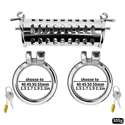 LustLink Duo Stainless Steel Locking Cock Ring - Circular Ring 55mm + 55mm - image 3