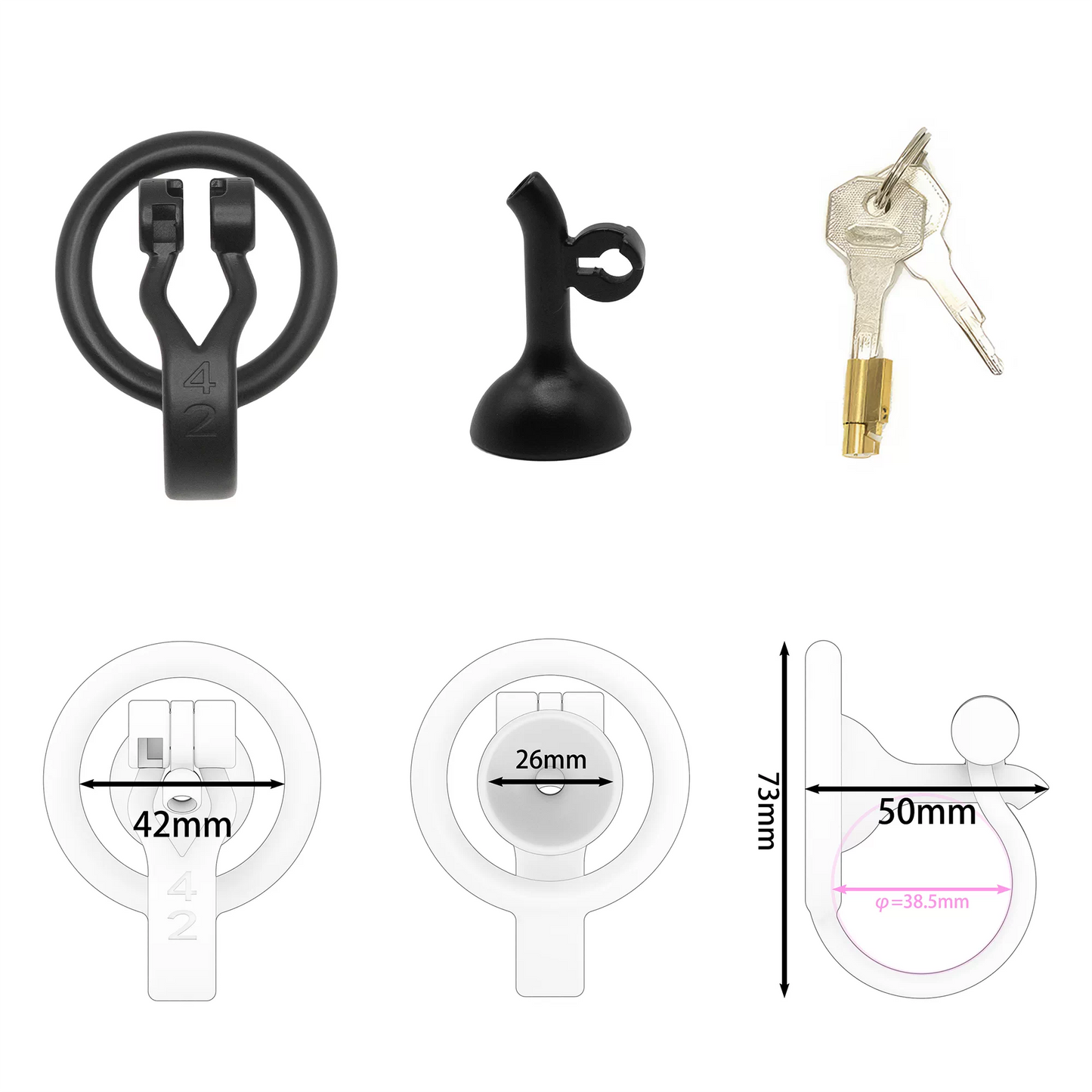 3D Printed Inverted Chastity Cage - Black - 42mm - image 5