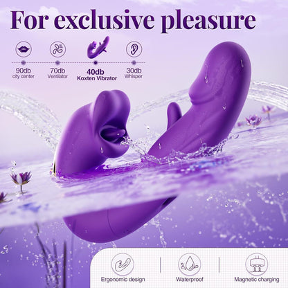 Rose Toy Vibrating Clit Stimulator Licking Toy - Purple - image 3