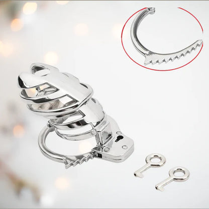 Slave Restraint Trainer Chastity Cage with Adjustable Ring - Silver - image 0