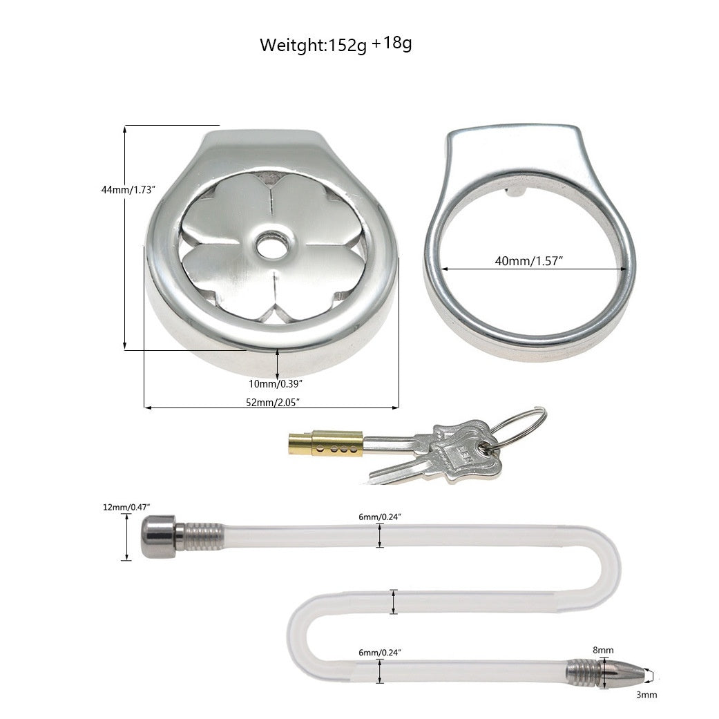 Flat Stainless Steel Chastity Cage with Long Hollow Urethral Tube - 40mm + Thick Tube - image 6