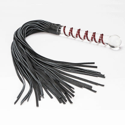 Glass Dildo Flogger SM Whip - Black - image 2