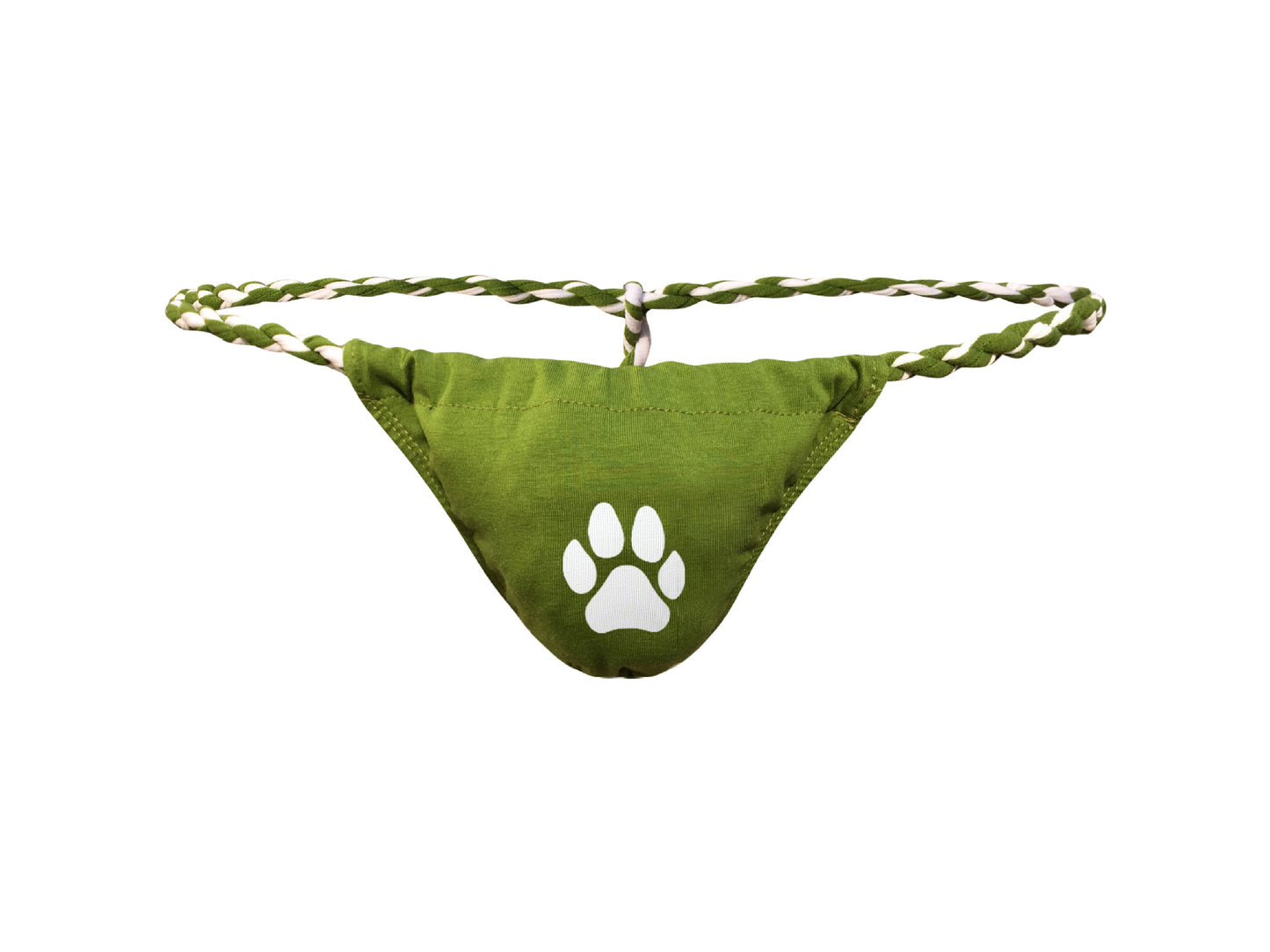 Men's Bear Paw Print Thong - Army Green - XXL - image 7