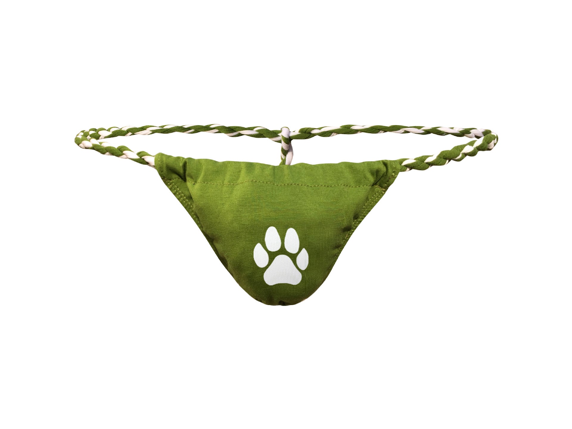 Men's Bear Paw Print Thong - Army Green - XXL - image 7