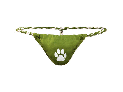 Men's Bear Paw Print Thong - Army Green - XXL - image 7