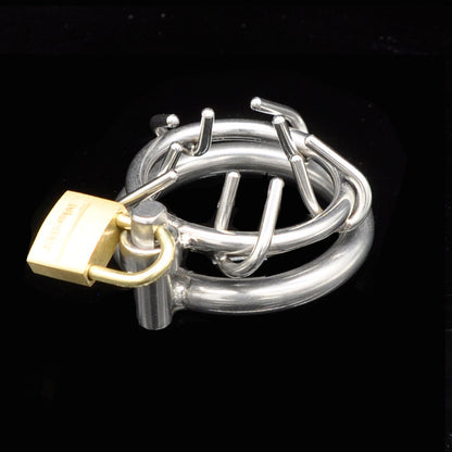 Ultimate Pain Penis Torture Tool SM Chastity Cage - 50mm Ring - image 0