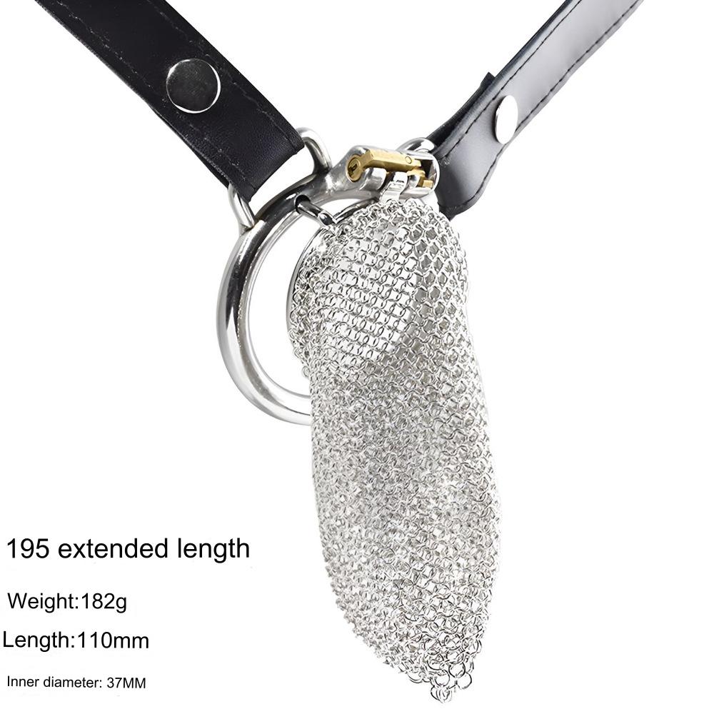 Chain Mail Plating Chastity Cage - Extra - 55mm Circular Ring & Belt - image 7