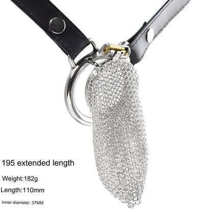 Chain Mail Plating Chastity Cage - Extra - 55mm Circular Ring & Belt - image 7
