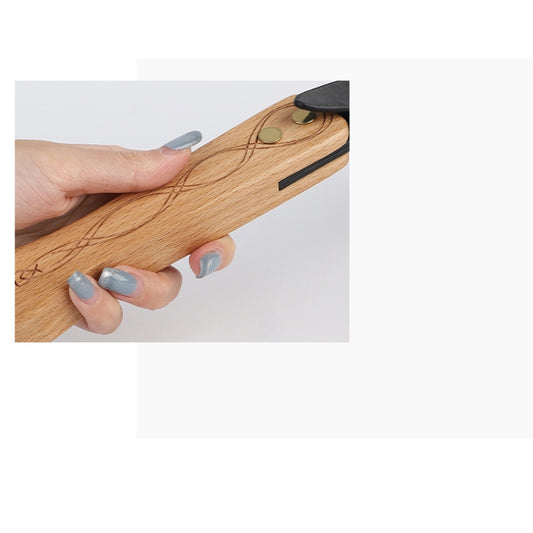 Genuine Leather Strap/Paddle Wood Handle Belt Paddle -Storage Bag Included-16.1x1.4inch,Black - image 0