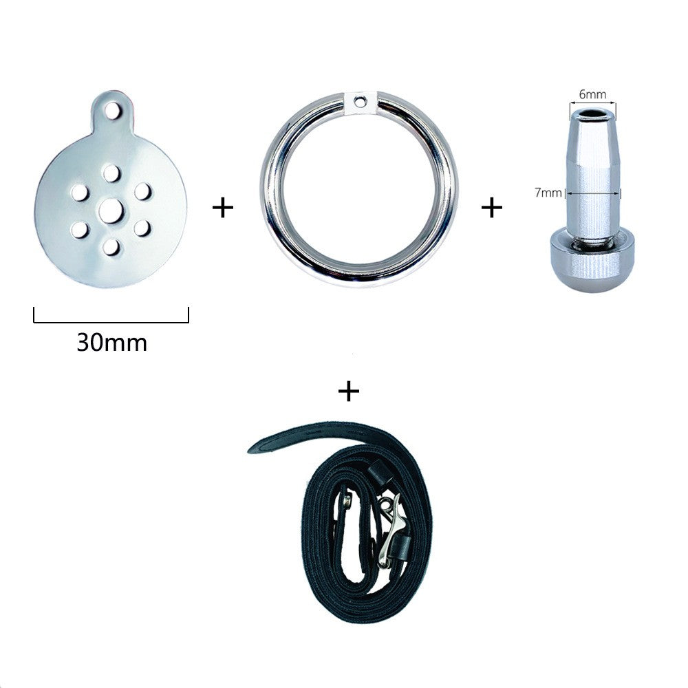 Mens Chastity Belt with Catheter Tube - 30mm Plate (50mm Ring) - image 4