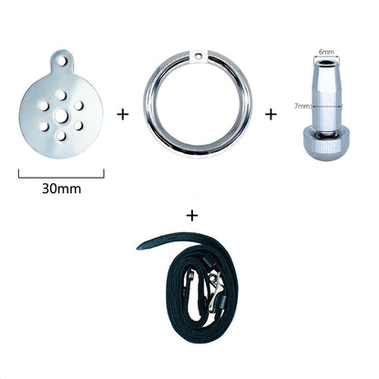 Mens Chastity Belt with Catheter Tube - 30mm Plate (50mm Ring) - image 4