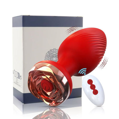 Rose Style Sex Toy Anal Plug Vibrator With Remote Wireless Control  - Red - image 6