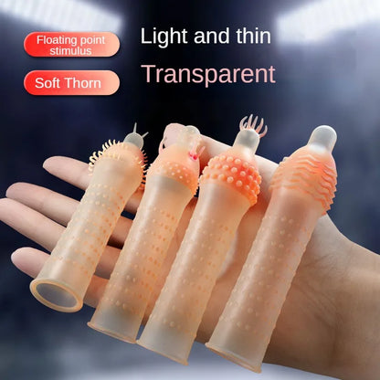Vibrating Condoms Penis Sleeve Delay Ejaculation Thorn Dot G Spot Cover  - image 4