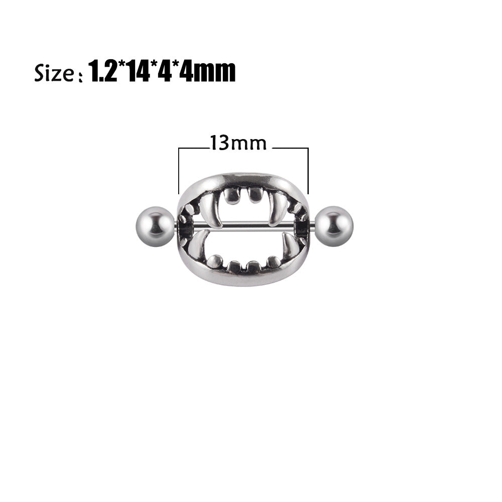 Beast Mouth Fang Nipple Piercing Jewelry Ring - silver - image 7