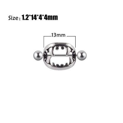 Beast Mouth Fang Nipple Piercing Jewelry Ring - silver - image 7