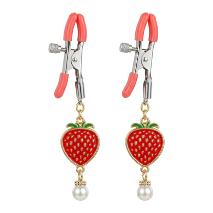 Cute Strawberry Nipple Clamps With Adjustable Dual Clip Design - Red Alligator clip nipple clamp - image 16